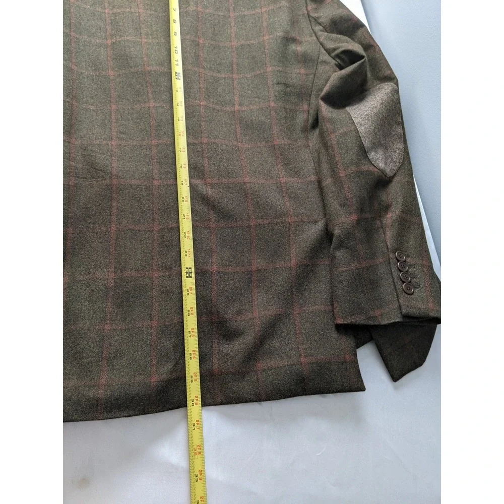 Hackett London Sport Coat Blazer 44R Wool Cashmere Silk Elbow Windowpane Patches
